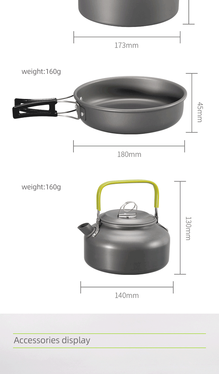 Factory TOP Seller Outdoor Camping Cookware Mess Kit Portable Picnic Pot Pan Camping Cooking Set For Out Door Hiking