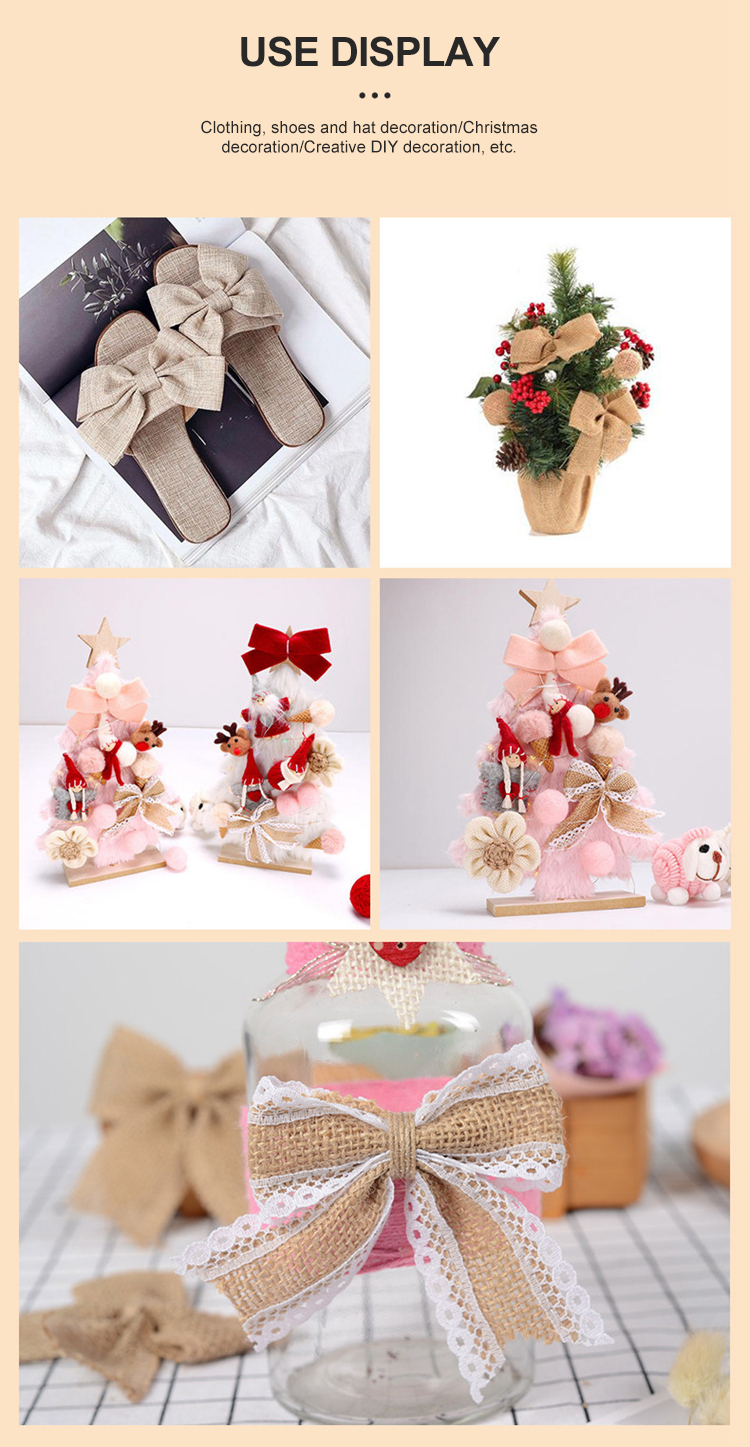 Factory Direct Sale 3.8Cm Fish Silk Hemp Bow Christmas Decoration Bow Minimalist Fashion Wedding Can Be Customized