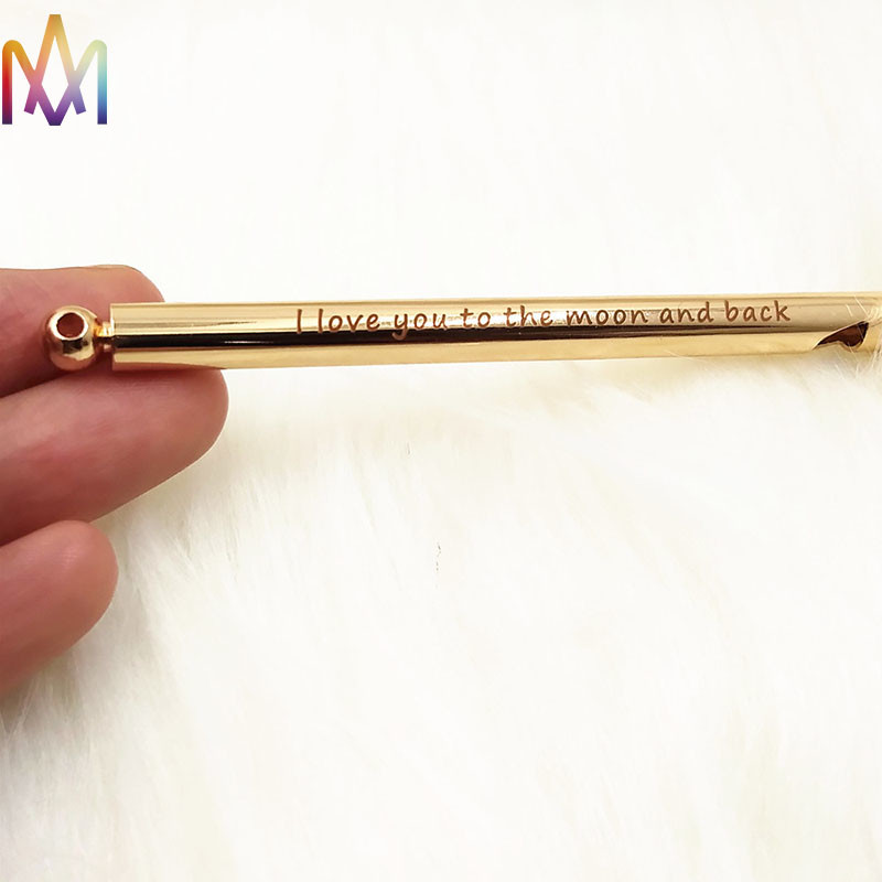 Single Tube Design Waterproof 88MM Brass Gold Whistle Charm