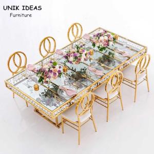 Quality 12 Foot Folding Banquet Table Top Glass Rectangle Crystal Chic 8x30 wholesale