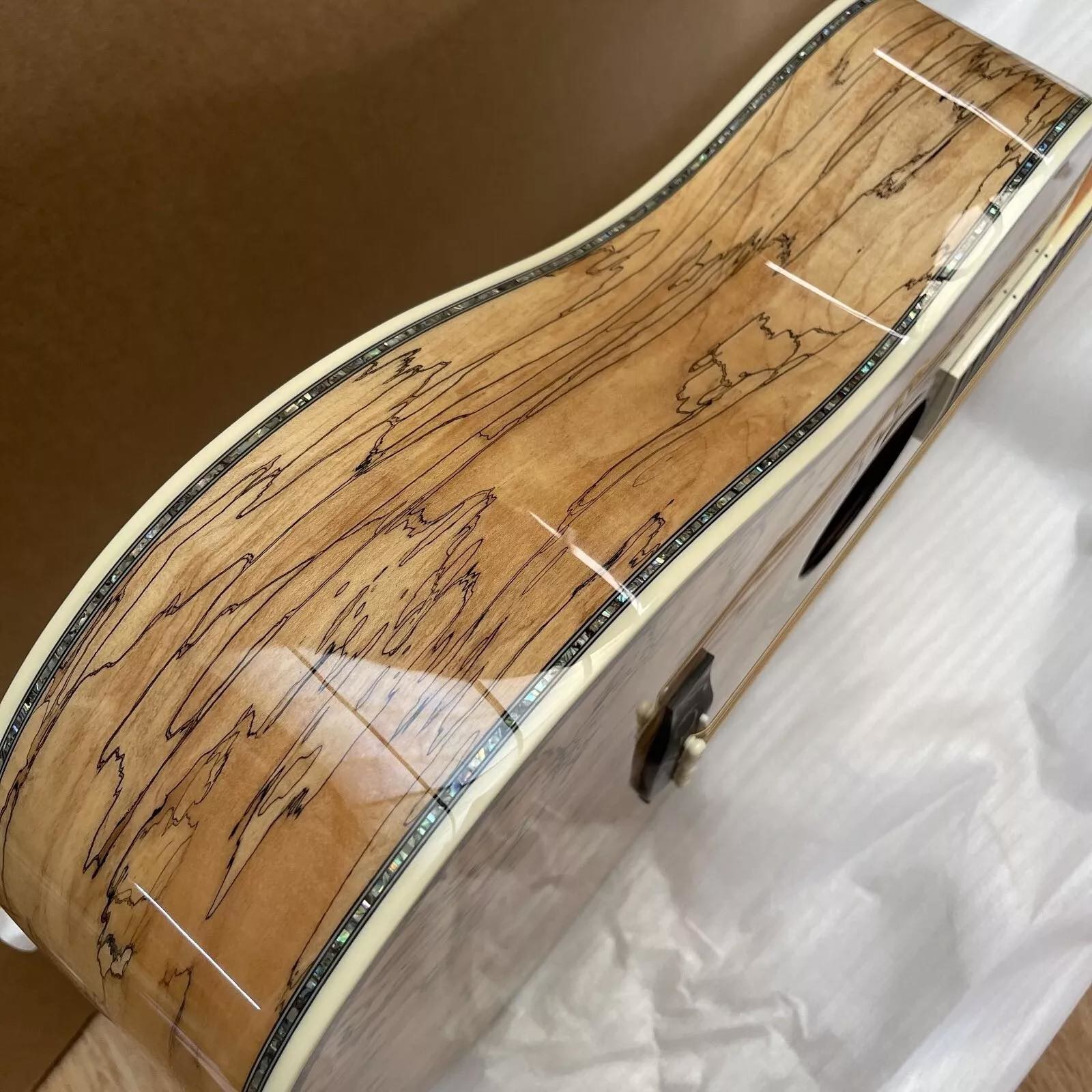 Custom Maple 41 Inch D Type Acoustic Guitar Abalone Inlays Ebony Fingerboard