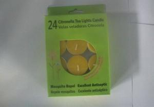 Quality 24pk Yellow Citronella tealight scented candle with the printed box wholesale