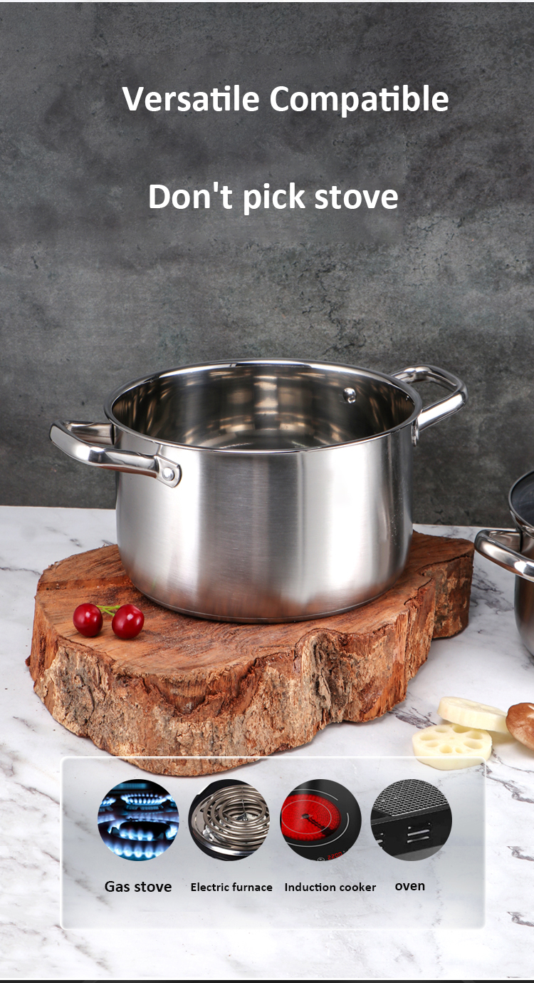 New Arrival 3 Piece Cookware Set Stainless Steel Soup Pot Stock Pot Set Cooking Cookware Set