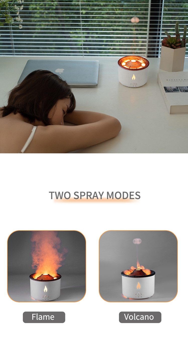 1 Sample Ok Volcano Flame Humidifier Led Color Flame Effect Ultrasonic Aroma Oil Diffuser For Hotel Home Dropshipping