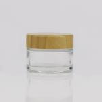 40ml 75ml 180ml Transparent Cosmetic Glass Jars With Bamboo Lid