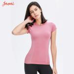 210gsm Women Silm Fit Short Sleeve Yoga Pullover Top Round Neck