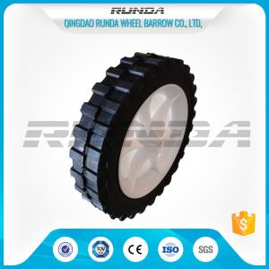 Quality No Bearing Solid Rubber Wheels , Black 8 Inch Hand Truck Wheels Diamond Tread wholesale