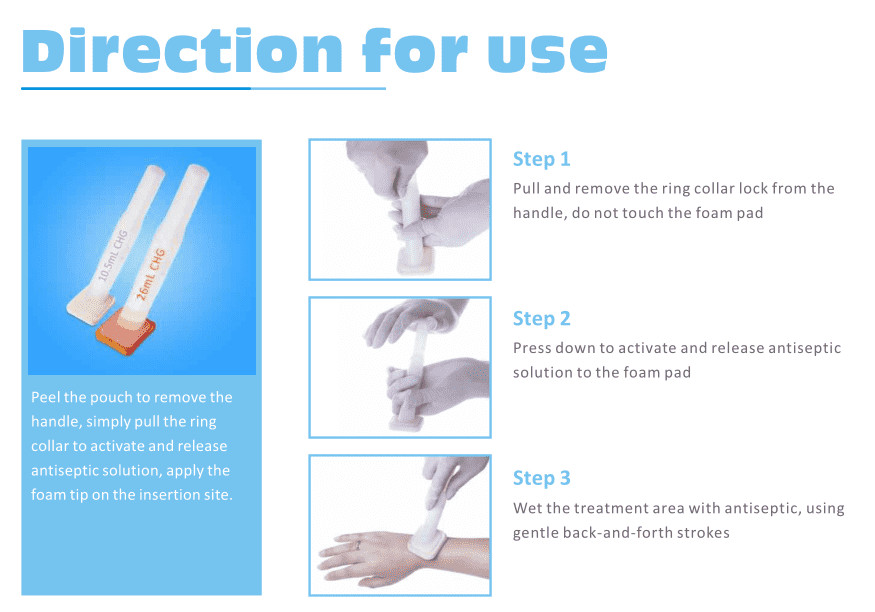 Antiseptic Swab Preoperative Sterilizer CHG Applicator Skin Prep Foam For Antiseptic