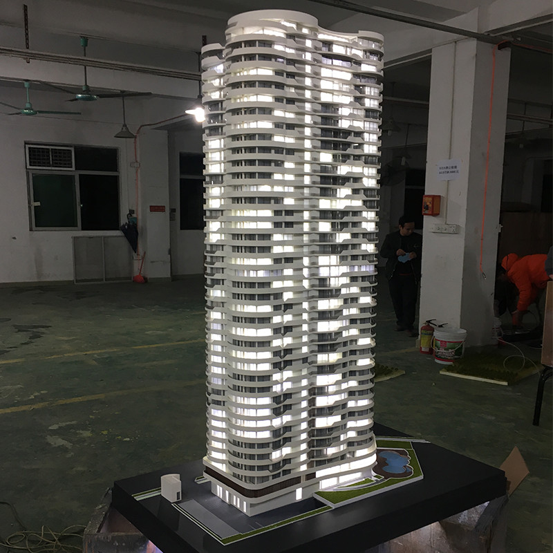 London residential house scale physical 3d model with led lighting