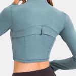 Zipper Closure Women Yoga Jacket Stretchy Cropped Workout Jacket