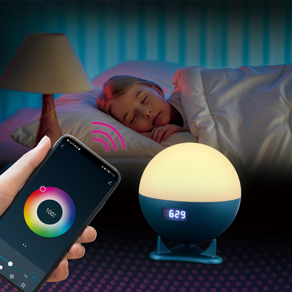 Tuya Wifi Smart Night Light For Mom and Baby Bedside White Noise Music Aid Sleep Wake Up Light Alarm Clock