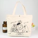 Eco Screen Printing Canvas Fabric Quilted Tote Bags / Washable Reusable Shopping