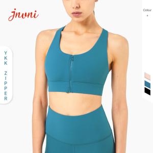 Quality Fitness Women Front Zipper Push Up Yoga Sports Bras Racer Back Gym Bra wholesale