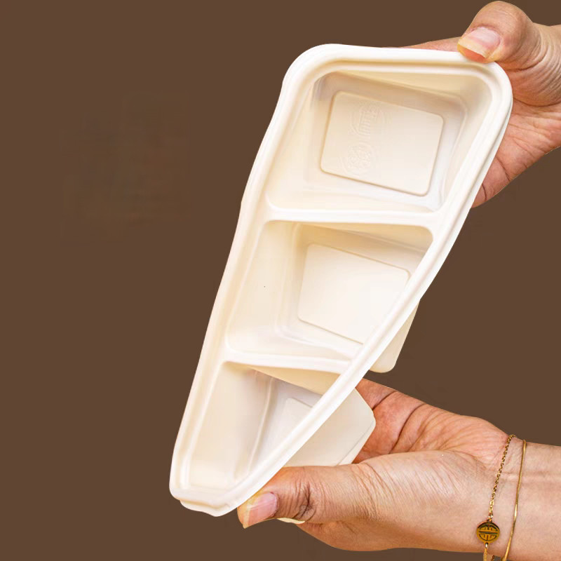 Rectangular Biodegradable Meal Prep Containers 2 Compartment Eco Disposable Bowls