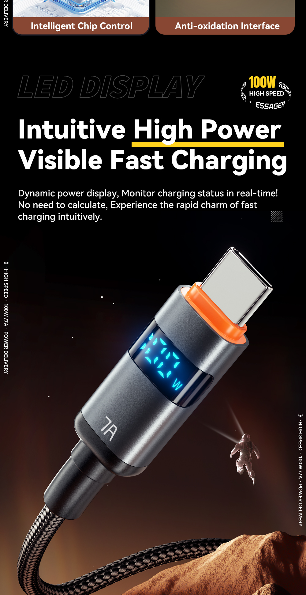 ESSAGER ES-X61 Series A-C 100W Max Best USB Cable C Charging Cord
