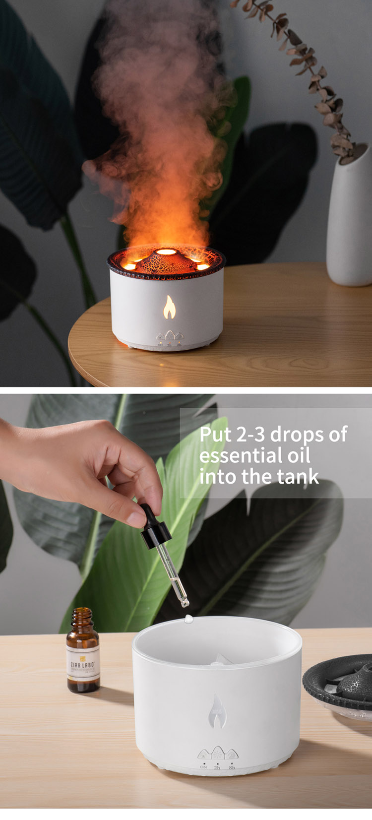 1 Sample Ok Volcano Flame Humidifier Led Color Flame Effect Ultrasonic Aroma Oil Diffuser For Hotel Home Dropshipping