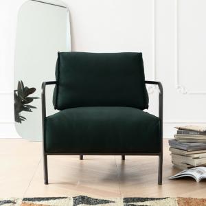 Quality Metal Frame Fabric Leisure Chair Green Upholstered Fabric Chair wholesale