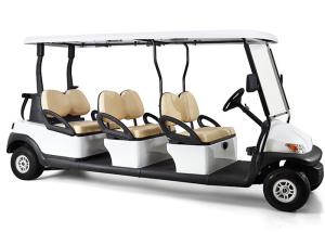 Quality White Four Wheels 6 Person Golf Cart , Road Legal Golf Buggy With Long Roof wholesale