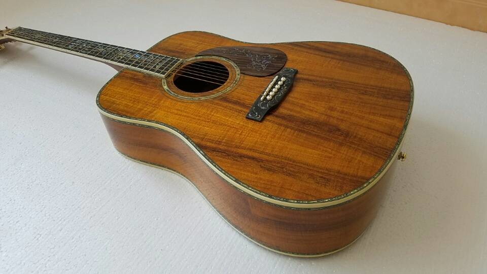 Real Abalone Inlay 41 Inch Koa Wood Round Body Classic Acoustic Guitar Free Shipping