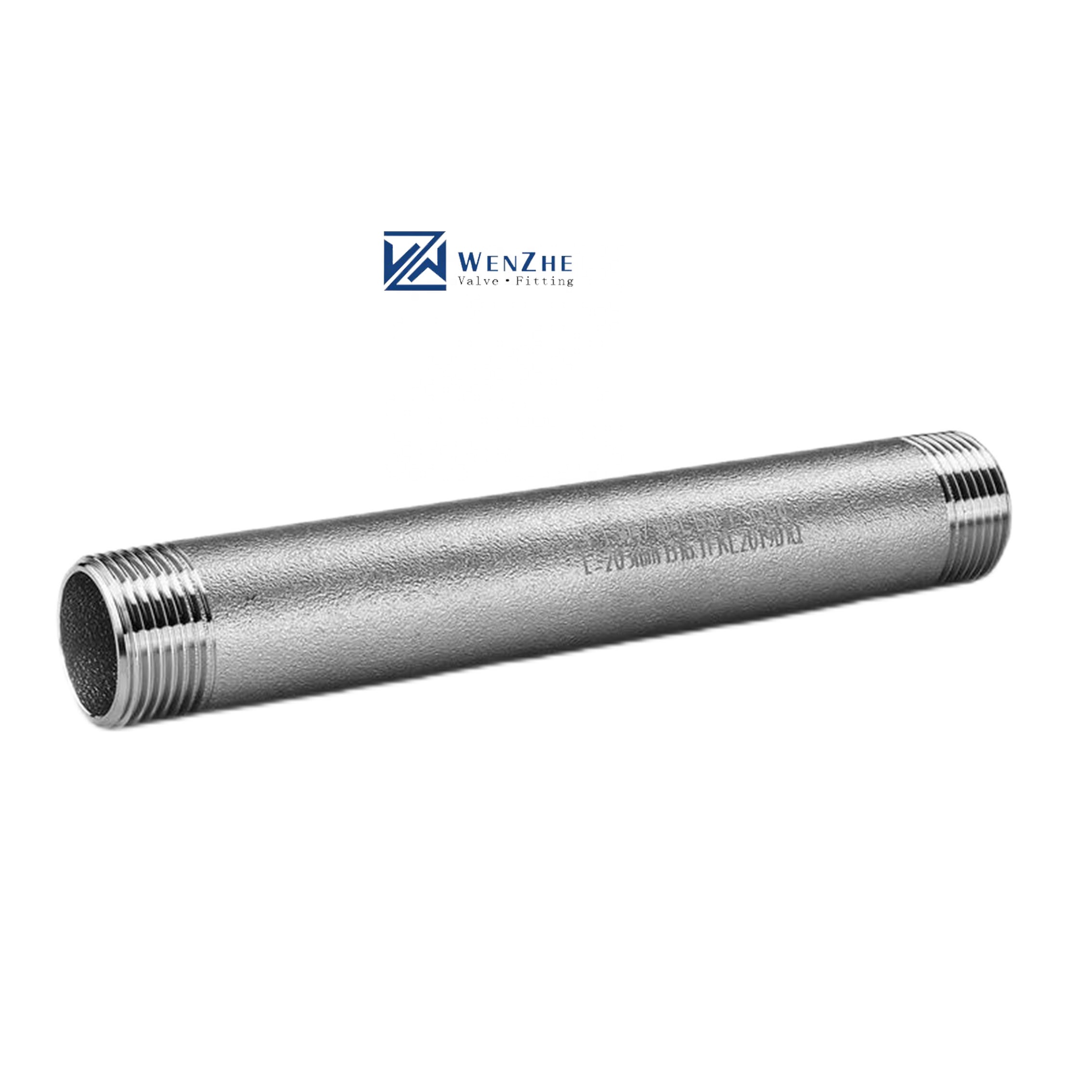 Forged Stainless Steel 304 316 316L Male Seamless Pipe Double Thread Barrel Nipple 1" DN25 NPT BSPT
