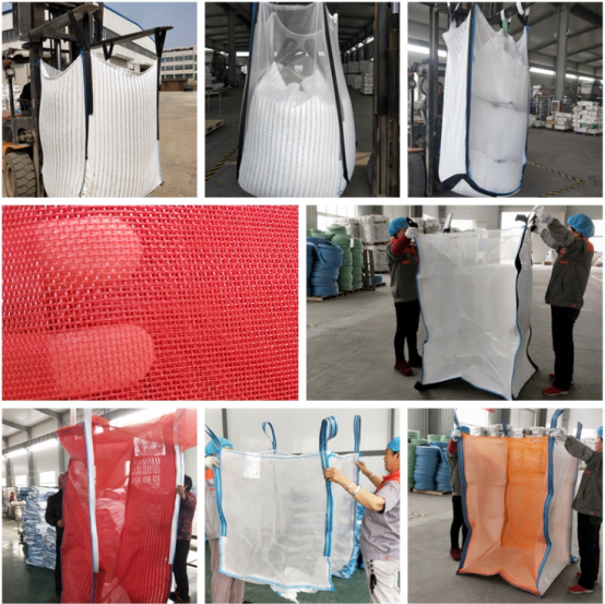 1 Ton Mesh PP FIBC Jumbo Bag Poly FIBC Big Bag Firewood Net Log Bags With Antistatic