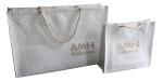 Bridal White Quilted NonWoven Fabric Small Square Veins Burning Letter Logo