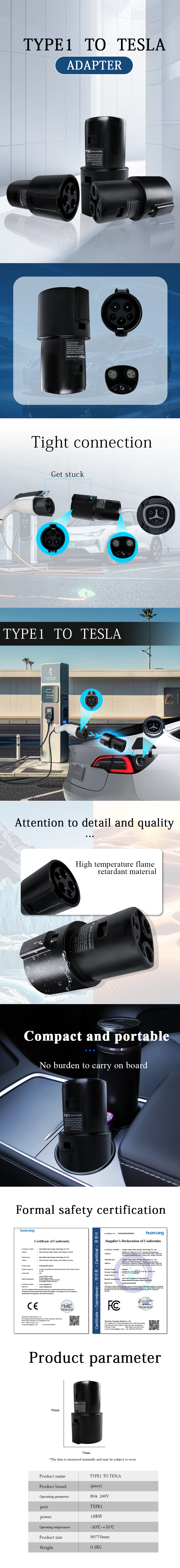 18KW Portable Car Ev Charger Type 1 to NACS Connector Outlet Adapter Electrical Outlets Electric Outlet for Charging Needs