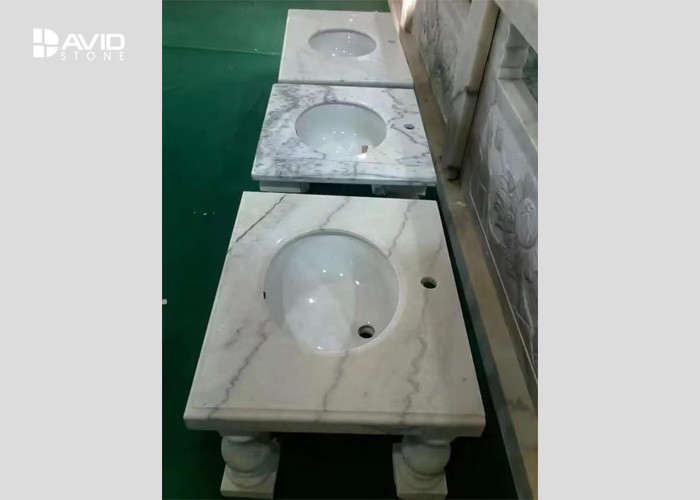 White Marble Natural Stone Slabs For Vanity Tops From Guangxi Quarry Abrasion Proof