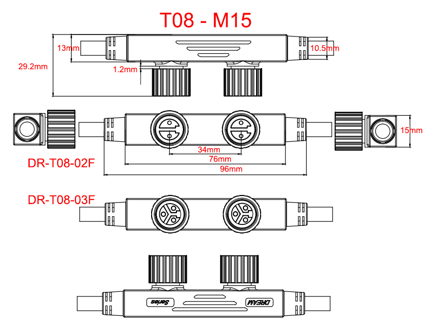 CE UL Certified M15 Waterproof Plug Cable for 1 To 3 Led Light Gender Variety Cable