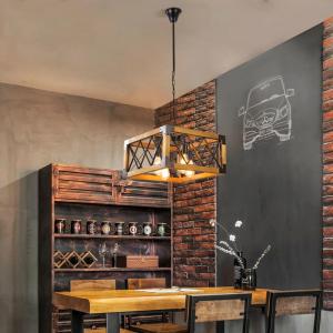 Quality Vintage Loft Wooden Chandelier Retro Industrial Living Room Bedroom Lamp Dining Room Square pendant lamp(WH-VP-237) wholesale