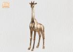 Gold Leaf Fiberglass Giraffe Sculpture Standing Animal Figurines Table Statue