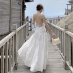 Women Sexy Low Cut Back Maxi Dress , Halter Neck Summer Maxi Dress