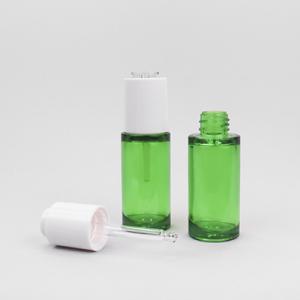 Quality 30ml Transparent Green Cosmetic Dropper Bottles For Essential Oils wholesale