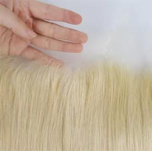 Quality Blonde 613 Transparent HD Lace Frontal Brazilian Straight Human Hair Blonde Color 13x4 613 HD Frontal with Bundles wholesale