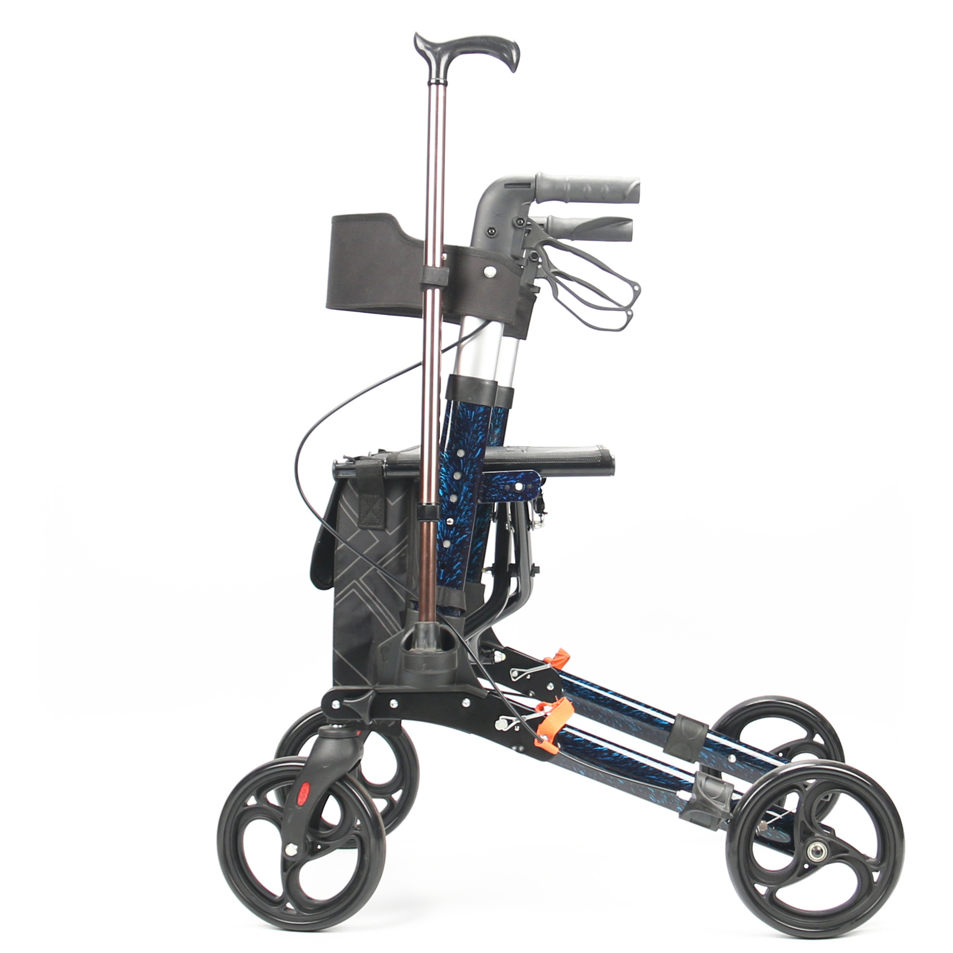 Supermarket Mobility Walking Aids Convenient Push Cart With Seat Basket