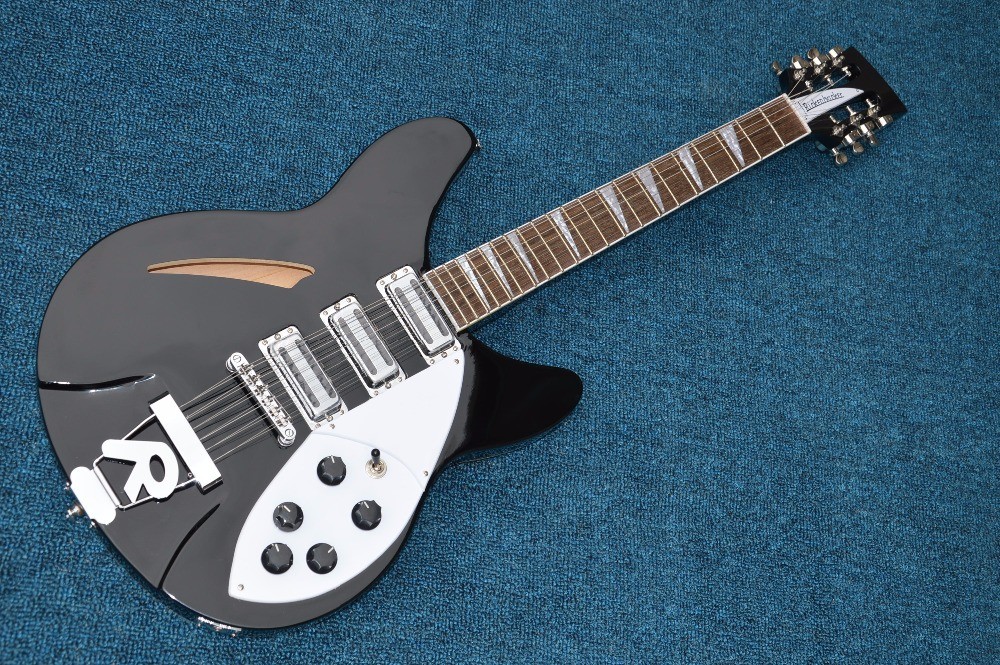 Musical instrument professional electric guitars rickenback guitar 12 string black solid body rickenback jazz guitar