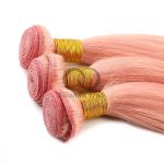 Pink Straight Remy Human Hair Bundles Sew In Weave Bundles Brazilian Bundle