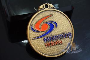 Quality Swimming Football Or Flag Football Custom Sports Logo Medals Filling Soft Enamel With Texture Recessed wholesale