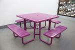 Perforated Steel Metal Outdoor Picnic Tables And Bench For Playground Sports