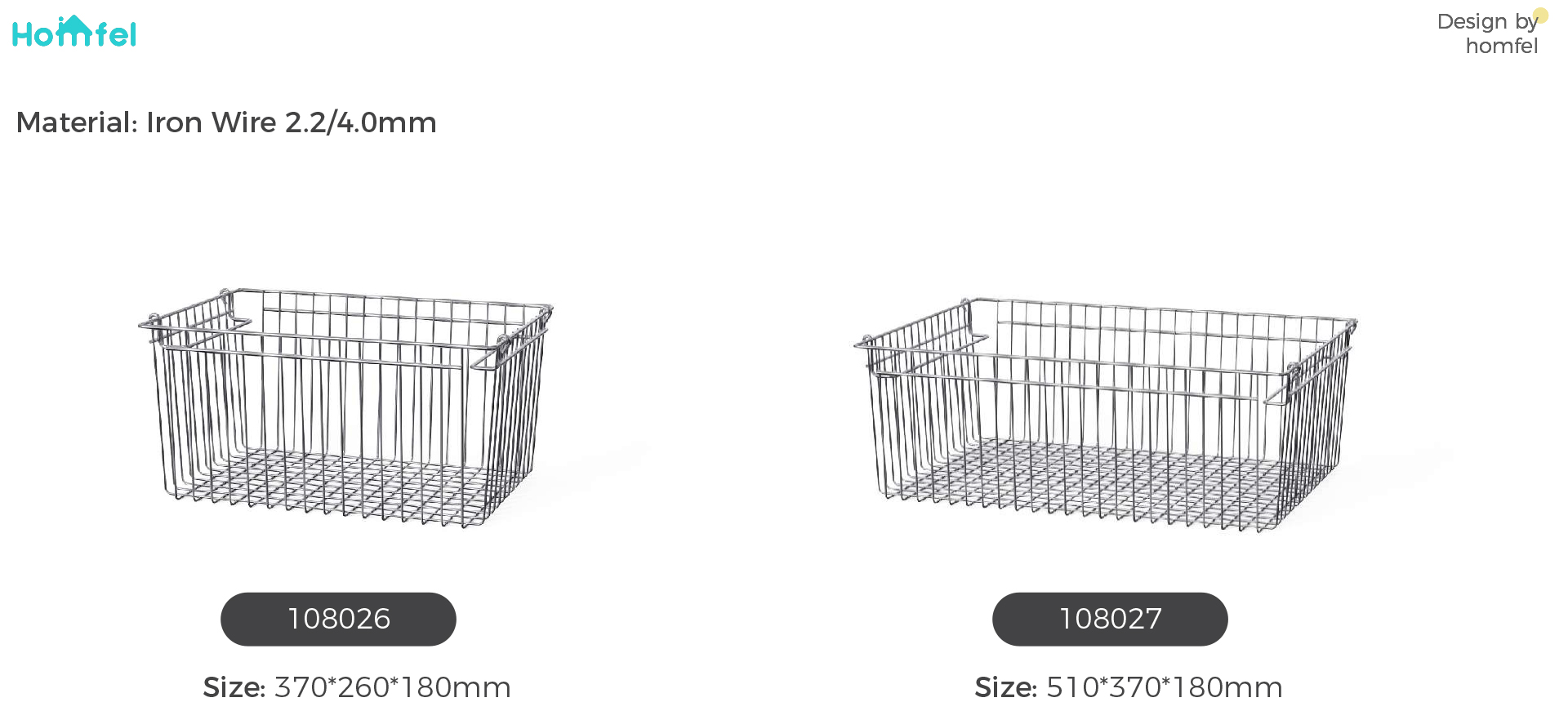 Stackable Kitchen Organizer Stainless Steel Wire Basket 260x180x80mm