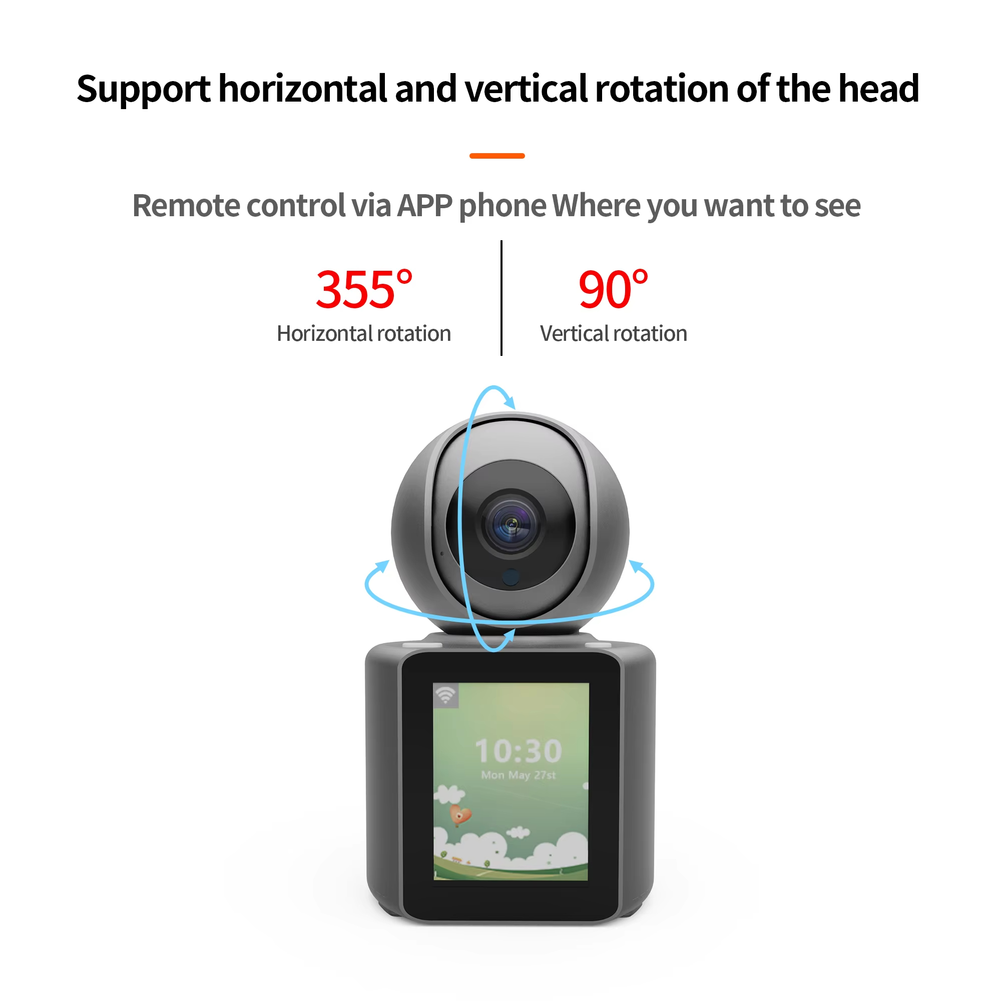 Video Camera 2.8-inch Screen 355 degree Smart Security Camera 1080p HD Video Night Vision Motion Detection