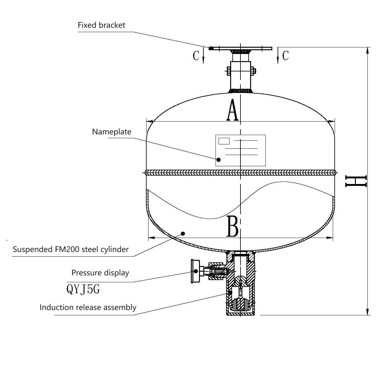 Flexible FM200 Hanging System Fire Resistance 1.6MPa Working Pressure