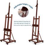 Large H Frame Wooden Display Easel Artist Studio Floor Easel For Canvas Holding