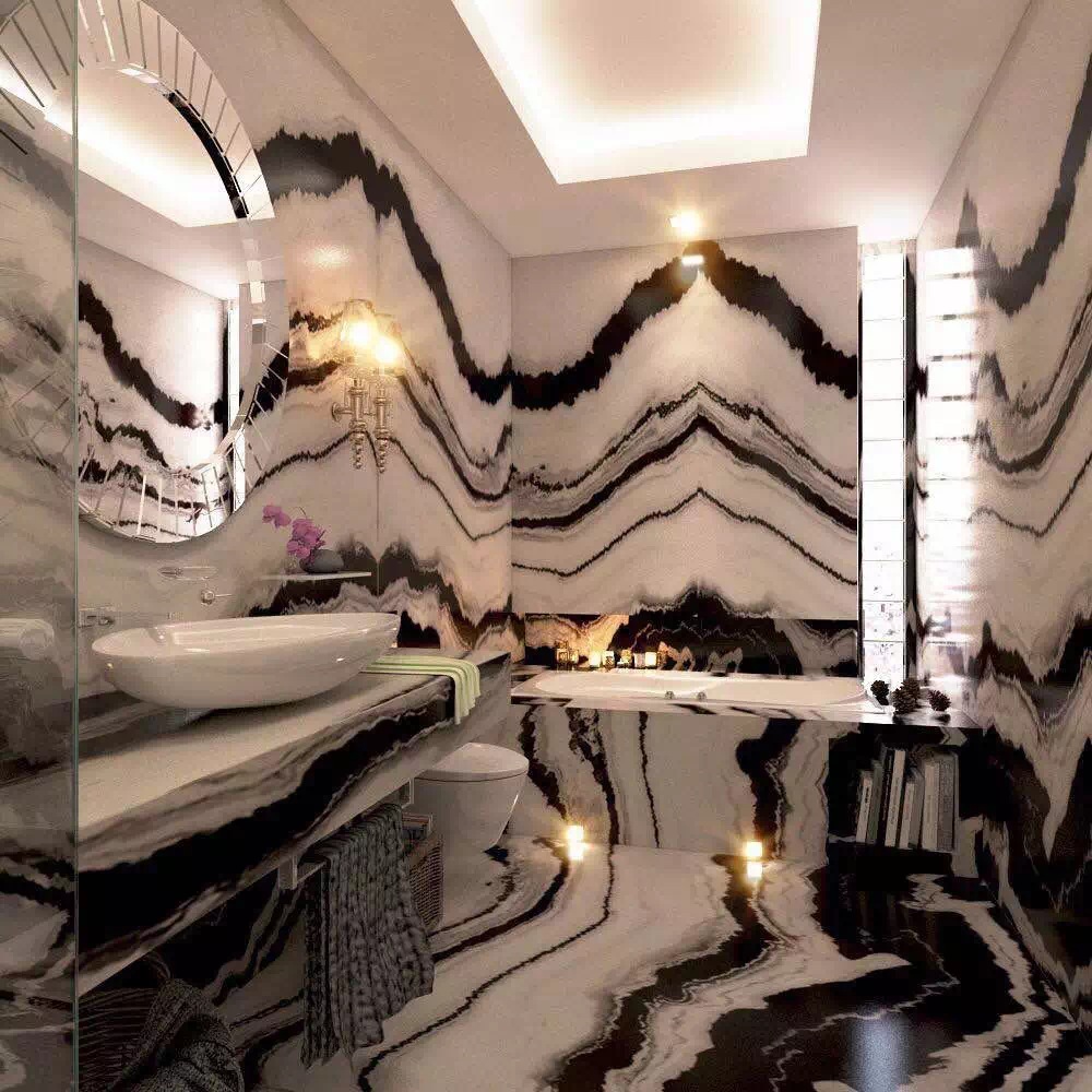 For bathroom luxury decor highly book match marble panda white