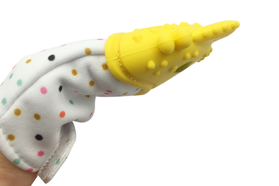 amazon best seller top selling eco-friendly high quality baby teeth toys silicone teether teething mitten finger brush