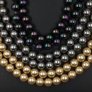 Quality Wholesale High Quality 16mm Round Shap Shell Pearl Strand 16 inches wholesale