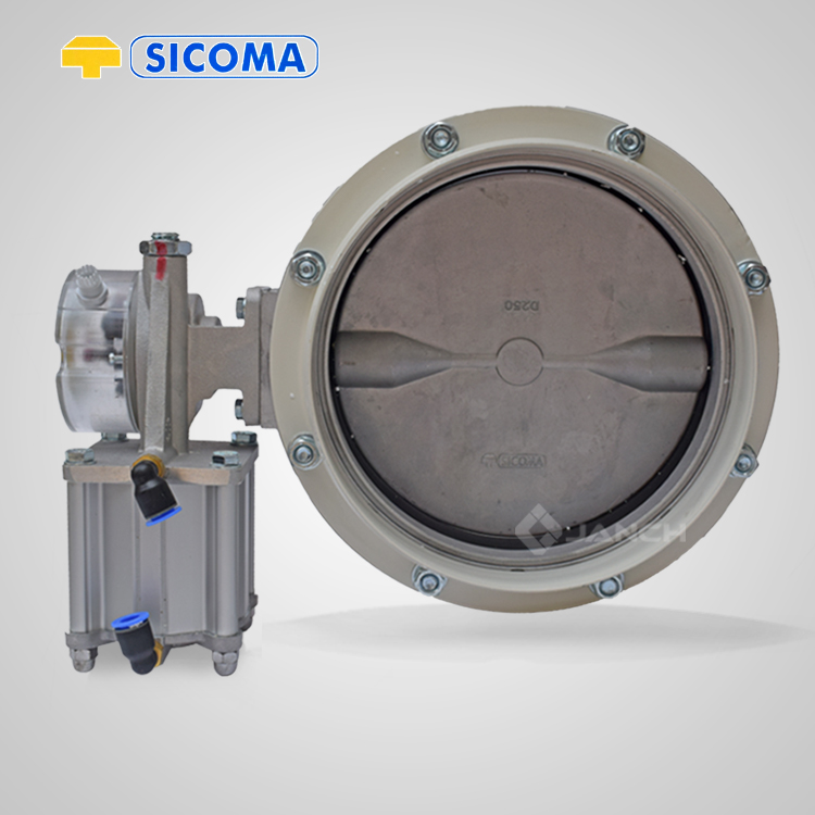Powdery And Granular Material Pneumatic Butterfly Valve DN300 With Ductile Iron Disc