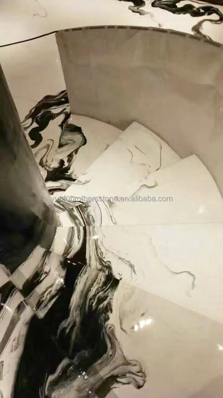 Indoor Natural Marble Spiral Stairs with Polished Cut-to-Size Treads and Modern Style