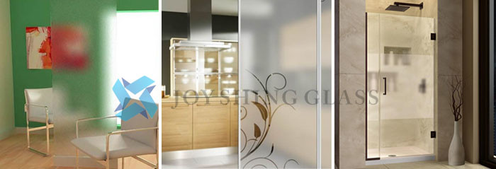 Acid etched glass partitions