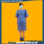 Dark Blue Short Sleeve Non Woven Surgical Gown Tie On Neck And Waist